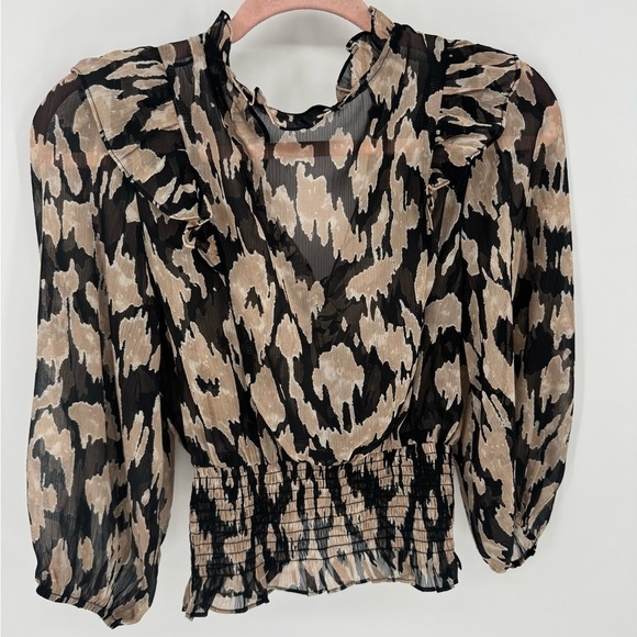 Grade and Gather Women's Sheer Leopard Print Blouse - Picture 3 of 11
